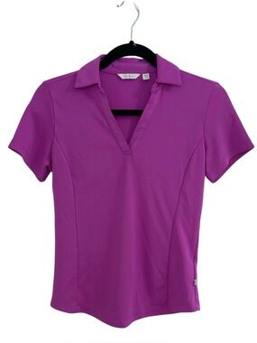 Lady Hagen Jrs XS Golf Top Pink Collared V Neck Short Sleeve Performance shirt